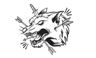 Ilustración de lobo vectorial para diseño de camiseta vector