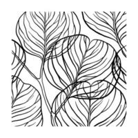patrón floral de arte de línea. textura de la naturaleza dibujada a mano en blanco. Ilustración de follaje para crear un diseño de textura creativo en el vector. vector