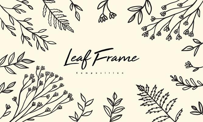 set of hand drawn leaf vector illustration, flower lineart isolated graphic elements for your design, floral lineart for classic design