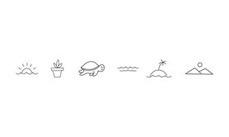 set of playful icon illustrations. collection of simple and minimalist icons in outline style. icon illustration of travel and adventure pack. vector