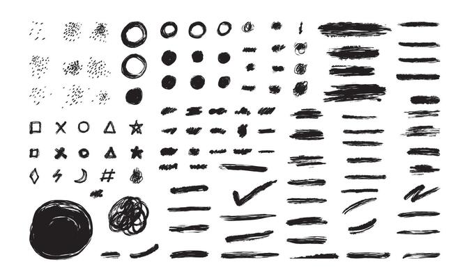 set of design elements. big bundle of paint brush stroke vector illustration. big colection of stroke element on isolated background