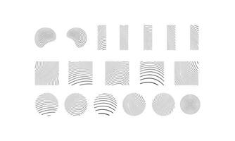 set of designs with chaotic line patterns, abstract wave flow line formations vector