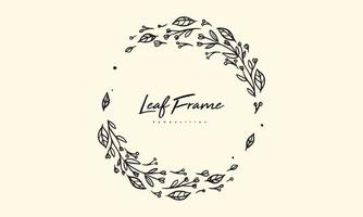 plant and flower composition for decoration frame, simple hand drawn leaves lineart illustration, floral vector elements for romantic and vintage design