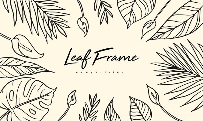 set of hand drawn leaf vector illustration, flower lineart isolated graphic elements for your design, floral lineart for classic design