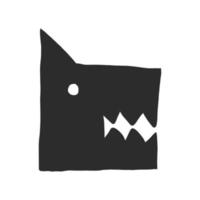 Ilustración de tatuaje dibujado a mano de cabeza de perro negro completo. conjunto de colección de tema gótico o místico ilustrado como clipart aislado sobre fondo blanco. diseño de elementos vectoriales. vector