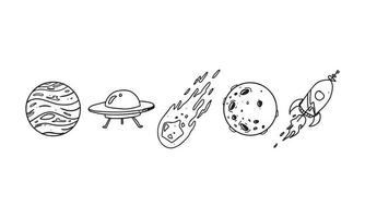 Set of hand drawn space illustration elements. galaxy vector element