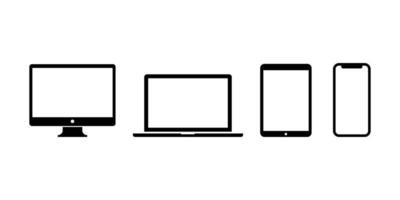 conjunto de colección de ilustración de dispositivo y gadget. portátil en diseño plano. gráfico de elemento de vector de material tecnológico.