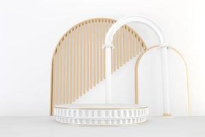Minimal white pedestal design for product show, 3D rendering photo