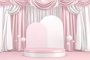 Mock up Minimal pink pedestal design for product show, 3D rendering photo