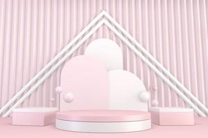 Mock up Minimal pink pedestal design for product show, 3D rendering photo