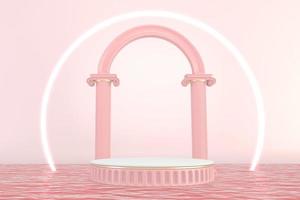 Minimal pink pedestal design for product show, 3D rendering photo