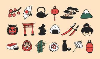 Ilustración de vector lindo icono con emoción facial. Caricatura de comida japonesa sonriente y alegre en diseño gráfico vectorial. Ilustración de comida kawaii.