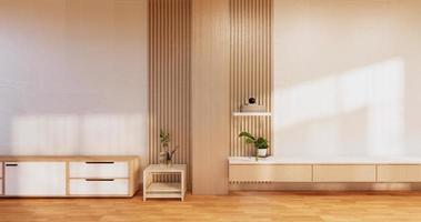 Cabinet wooden design on modern room japanese.3D rendering photo