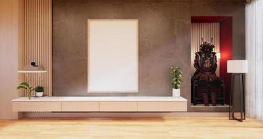 Cabinet wooden design on modern room japanese.3D rendering photo