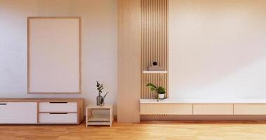 Cabinet wooden design on modern room japanese.3D rendering photo