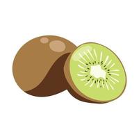 fresh kiwi sliced. the tropical fruits illustration collection in vector design. healthy, juicy, and sweet food. colorful fruit animation isolated on white background.