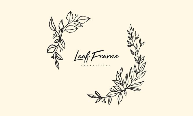 set of hand drawn leaf vector illustration, flower lineart isolated graphic elements for your design, floral lineart for classic design