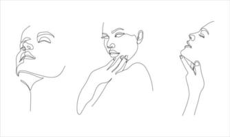 illustration of expressive and elegant woman's faces in one line art style. continuous drawing in vector best used for skincare and beauty product icon package, art prints, posters, etc.