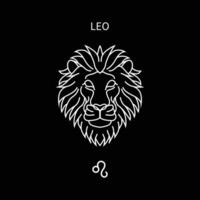 leo horoscope symbol in twelve zodiac constellation. a flat line zodiac icons isolated on black background. astrology and mythology collection in vector. vector