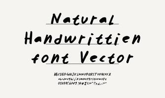 natural handwritten font vector. modern typeface with uppercase and lowercase alphabet, numbers, and punctuation. hand drawn typography collection. vector