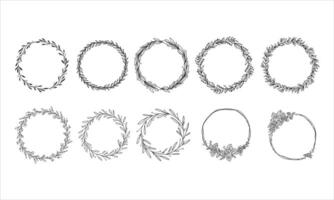 Hand drawn wreaths vector illustration for wedding invitations and lettering decorations