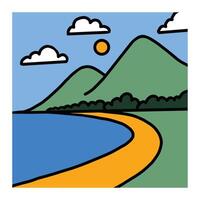 una ilustración de paisaje en un cuadrado. dibujo de dibujos animados simple en gráficos vectoriales. ilustración en color con un contorno negro para una tarjeta, redes sociales, invitación, etc. 4586739 Vector en una ilustración de paisaje en un cuadrado. dibujo de dibujos animados simple en gráficos vectoriales. ilustración en color con un contorno negro para una tarjeta, redes sociales, invitación, etc. 4586739 Vector en