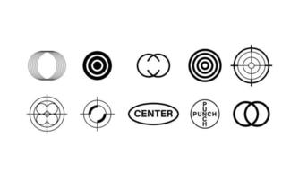 conjunto de colección de iconos de varios objetivos de la edición de logotipos deportivos en estilo blanco y negro simple. elementos de formas geométricas aisladas sobre fondo blanco en el vector de diseño de logotipo.