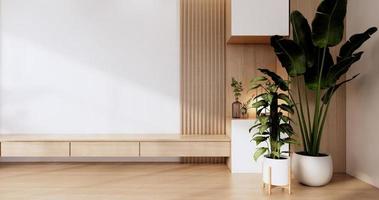 Cabinet wooden design on modern room japanese.3D rendering photo