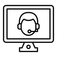 Online Call Center Line Icon vector