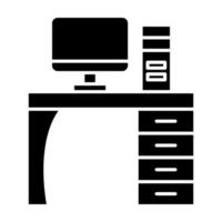 Computer Table Glyph Icon vector