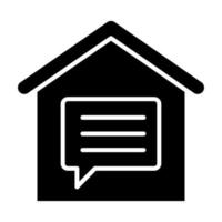 House Chat Glyph Icon vector