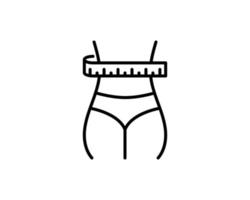 Slimming belly with measuring tape icon thin line for web and mobile, modern minimalistic flat design. Vector dark grey icon on light white background.