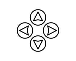 Símbolo de icono de flecha de derecha, izquierda, abajo, arriba, atrás y más signo para el diseño de interfaz de usuario en una ilustración de contorno de color plano vector