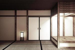 mock up, Japanese empty room tatami mat Designing the most beautiful - Zen style. 3D rendering photo