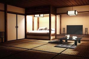 Mock up - Multi room interior Japanese style. 3D rendering photo