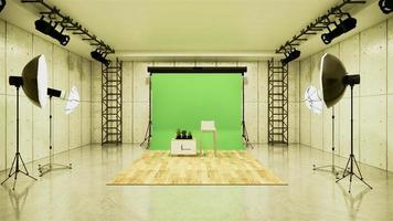 Studio - Modern Film Studio with white Screen. 3D rendering photo