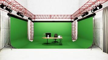 Studio - Modern Film Studio with white Screen. 3D rendering photo