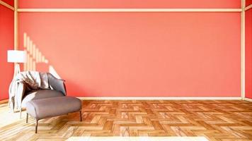 interior design has a armchair on empty red room japanese design,3D rendering photo