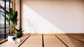 Japan room interior - Japanese style. 3D rendering in view sea.3D rendering photo