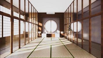 Japanese room tropical Interior style, Big empty room Interior mock up.3D rendering photo