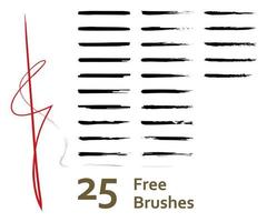 Set of 25 dry paint art brushes with different edges. Created using AI CS6.