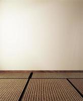 Tatami mat floor on empty wall background. 3D rendering photo