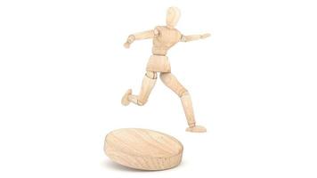 Wooden dummy jump isolated on white background photo
