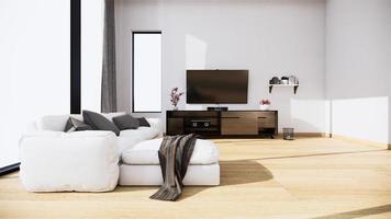 TV cabinet and armchair Japanese style on room Ryokan minimal design. 3D rendering photo