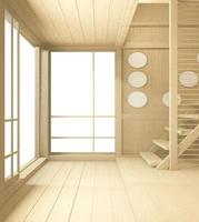 interior de la habitación de estilo tropical, habitación vacía de estilo japonés. Representación 3d foto