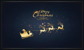 Merry Christmas and Happy New Year on Blue background. Invitation card vector and illustration.