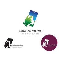 Hand touch smartphone icon on white background for your design, logo, application vector