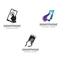 Hand touch smartphone icon on white background for your design, logo, application vector