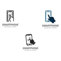 Hand touch smartphone icon on white background for your design, logo, application vector