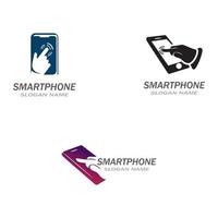 Hand touch smartphone icon on white background for your design, logo, application vector